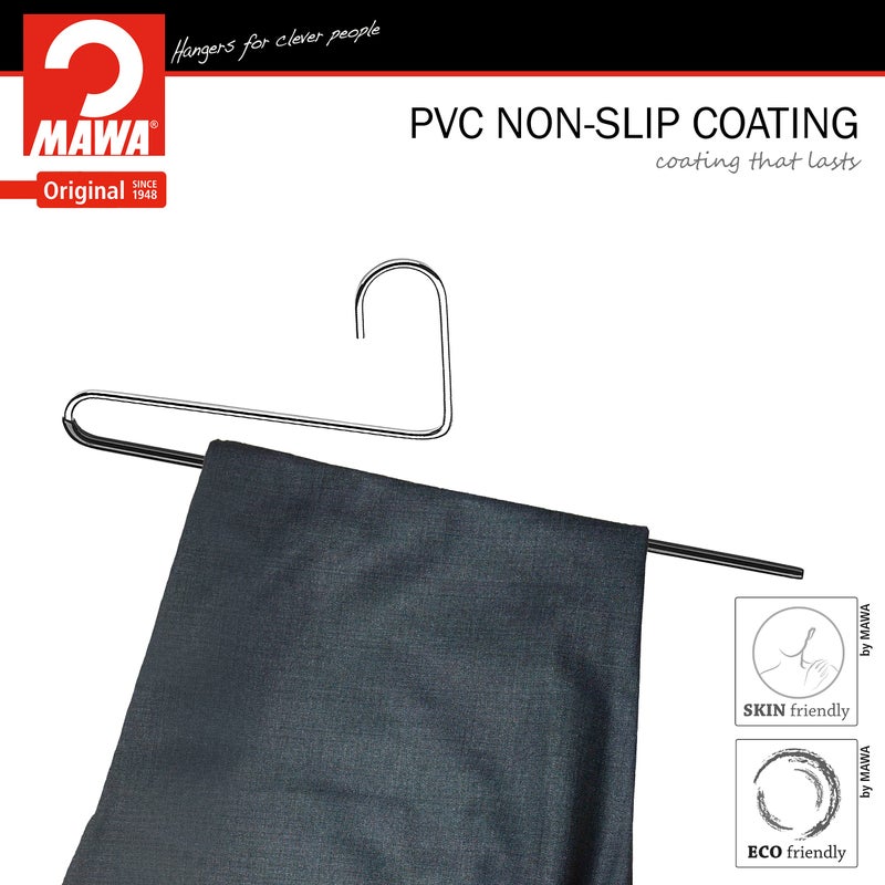 Mawa by Reston Lloyd Reverse Hook Trouser Series Non-Slip Space-Saving Clothes Hanger with Single Rod for Pants  Style KH/35U  Set of 10  Black - Image 2